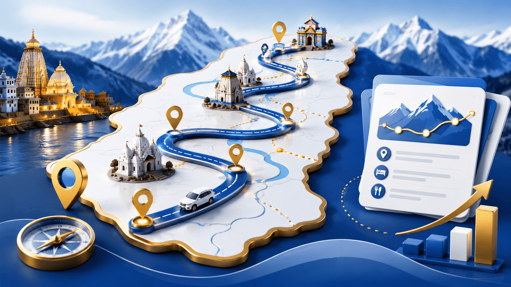 Haridwar to Chardham Route Map and Major Stops